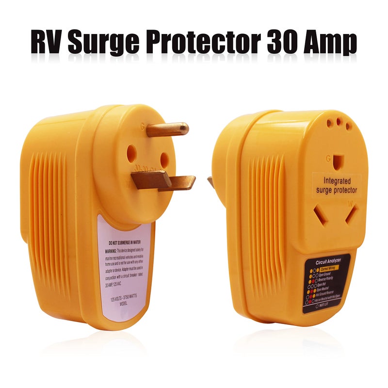 Bylot RV Surge Protector 30 Amp,55310 Adapter Circuit Analyzer with Integrated Surge Protectionï¼Œ30 Amp Male to 30 Amp Female Wiring RV Trailerï¼Œwith Indicator Lights - Image 3